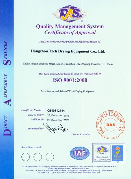 China Hangzhou Tech Drying Equipment Co., Ltd. Certification
